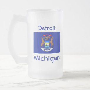 Caneca De Cerveja Vidro Jateado Mug Cidade do Mapa da Bandeira do Michigan