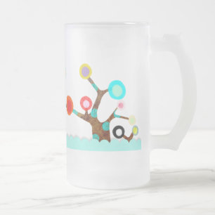 Caneca De Cerveja Vidro Jateado Mug de árvore colorida