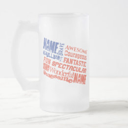 Caneca De Cerveja Vidro Jateado Mug Personalised Name(s) Words USA flag
