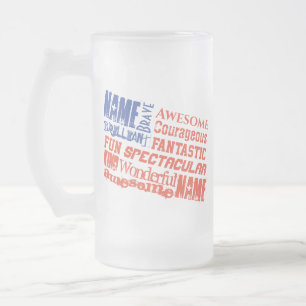 Caneca De Cerveja Vidro Jateado Mug Personalised Name(s) Words USA flag