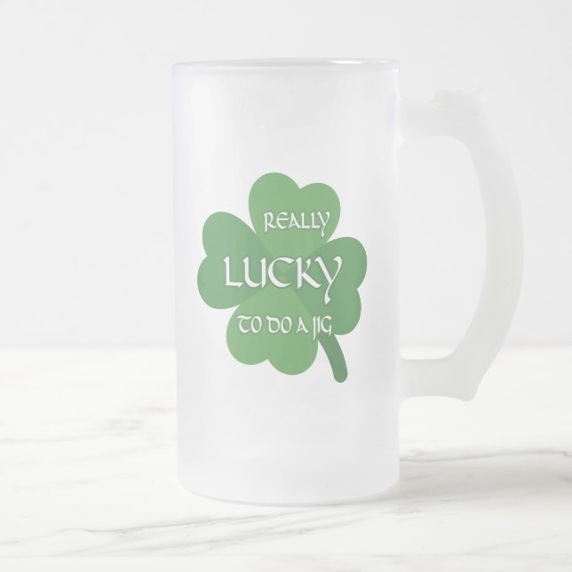 Caneca De Cerveja Vidro Jateado Muito Sortudo em fazer um Jig (Direita)