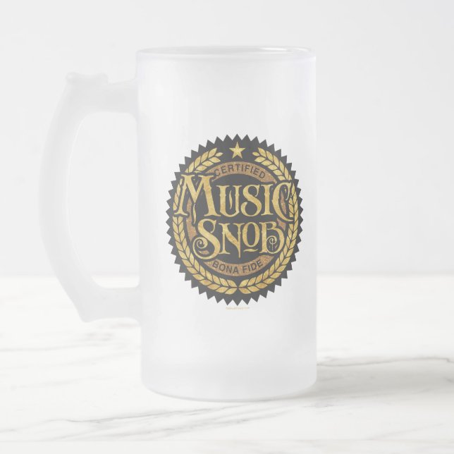 Caneca De Cerveja Vidro Jateado Music Snob - amante de música engraçada (Esquerda)
