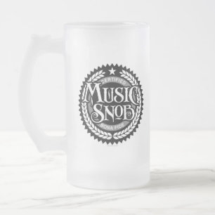 Caneca De Cerveja Vidro Jateado Music Snob - amante de música engraçada