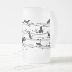 Caneca De Cerveja Vidro Jateado Música de Cat Playing Note, Música de Cat, Present