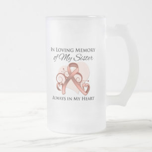 Caneca De Cerveja Vidro Jateado Na memória de minha irmã - cancer uterina