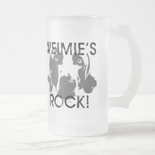 Caneca De Cerveja Vidro Jateado Nação de Weimaraner: ROCHA de Weimies!