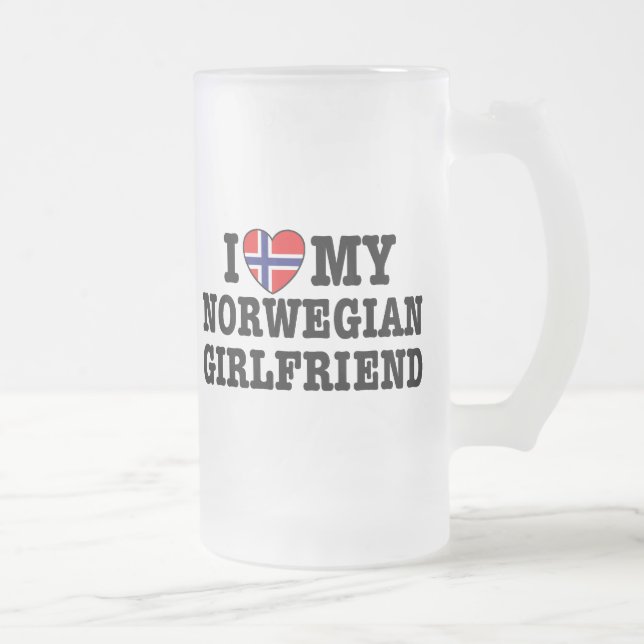 Caneca De Cerveja Vidro Jateado Namorada norueguês (Direita)