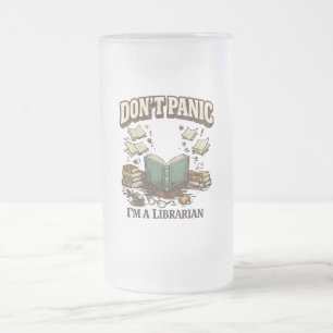 Caneca De Cerveja Vidro Jateado Não Entre em Pânico Sou Bibliotecário Design de Li