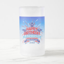 Caneca De Cerveja Vidro Jateado Nascer de 4 de julho Feliz Aniversário