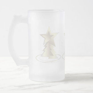 Caneca De Cerveja Vidro Jateado Natal Branco