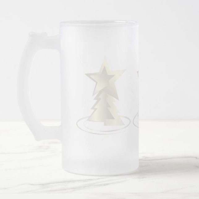 Caneca De Cerveja Vidro Jateado Natal Branco (Esquerda)