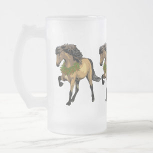 Caneca De Cerveja Vidro Jateado Natal dos Cavalos Islandeses