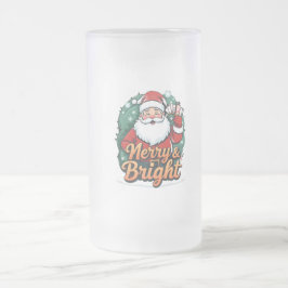 Caneca De Cerveja Vidro Jateado Natal - "Felizes e Papais noeis Brilhantes"
