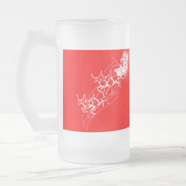 Caneca De Cerveja Vidro Jateado Natal: Papai Noel - (Esquerda)