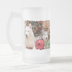 Caneca De Cerveja Vidro Jateado Natal - roucos Siberian - Bailey e Katya