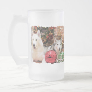 Caneca De Cerveja Vidro Jateado Natal - roucos Siberian - Bailey e Katya