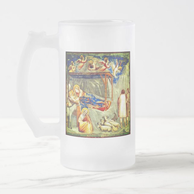 Caneca De Cerveja Vidro Jateado Natividade Nascimento de Jesus (Esquerda)