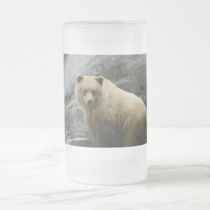 Caneca De Cerveja Vidro Jateado Natureza do destino dos animais de Alaska do urso
