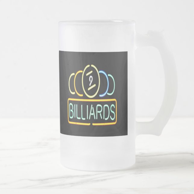 Caneca De Cerveja Vidro Jateado Neon Billiard - Piscina - Sinal de Fosco Beer Mug  (Direita)