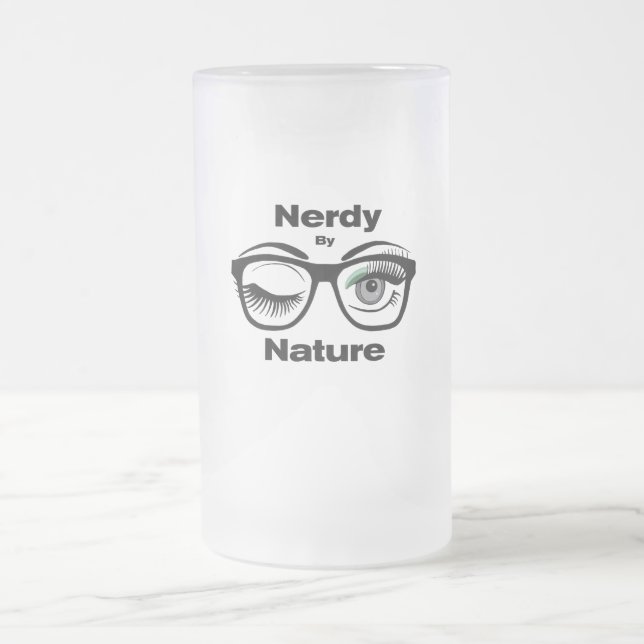 Caneca De Cerveja Vidro Jateado Nerdy pela Nature Funny Geek com Óculos (Centro)