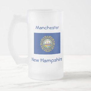 Caneca De Cerveja Vidro Jateado New Hampshire Flag Map City Mug