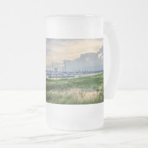 Caneca De Cerveja Vidro Jateado Noite Em Charleston Harbor