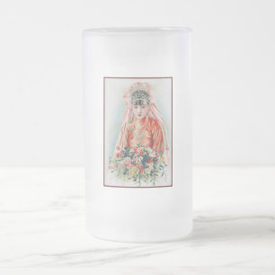 Caneca De Cerveja Vidro Jateado Noiva de Vermelho em Casamento Chinês em Xangai