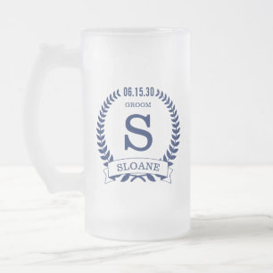 Caneca De Cerveja Vidro Jateado Noivo Inicial