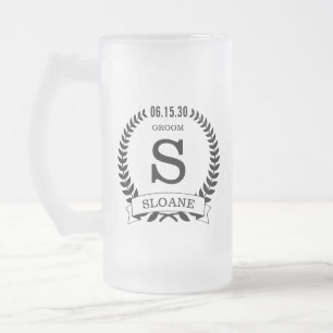 Caneca De Cerveja Vidro Jateado Noivo Inicial