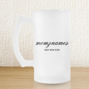 Caneca De Cerveja Vidro Jateado Nome de Caligrafia Personalizada Melhor Mãe do Mun