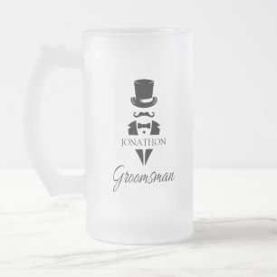 Caneca De Cerveja Vidro Jateado Nome do Padrinho Fraque Cartola