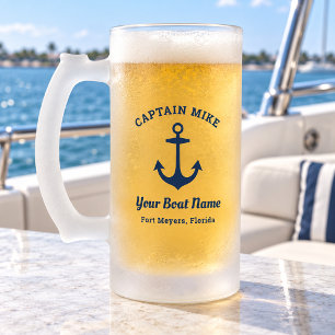 Caneca De Cerveja Vidro Jateado Nome do Porto do Barco Personalizado do Capitão Ná