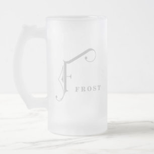 Caneca De Cerveja Vidro Jateado Nome e Monograma Inicial Letra F Personalizada