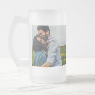 Caneca De Cerveja Vidro Jateado nome monograma de casal personalizado simples mini