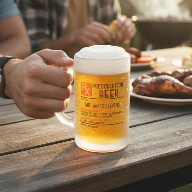 Caneca De Cerveja Vidro Jateado Nome Personalizado da Prescrição de Cerveja Engraç (Criador carregado)