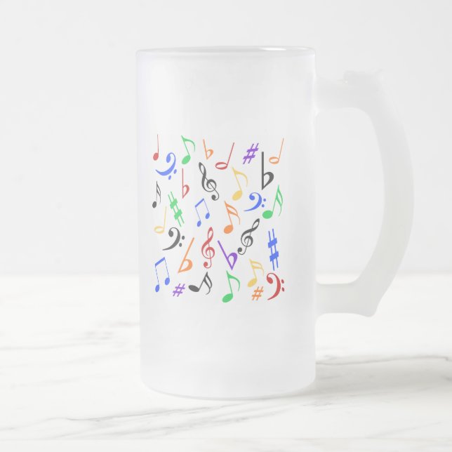 Caneca De Cerveja Vidro Jateado Notas Musicais Mug - Vidro Do Fosco (Direita)