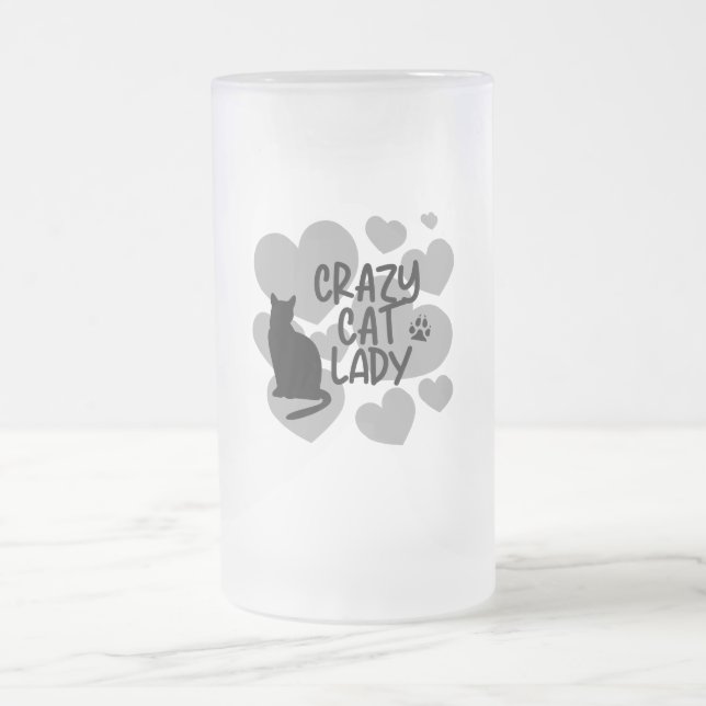 Caneca De Cerveja Vidro Jateado Notebook de Lady Cat Louco (Centro)