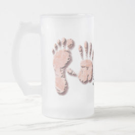 Caneca De Cerveja Vidro Jateado Nova pegada de mão de bebê