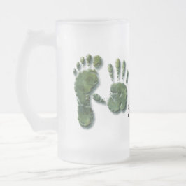 Caneca De Cerveja Vidro Jateado Nova pegada de mão de bebê