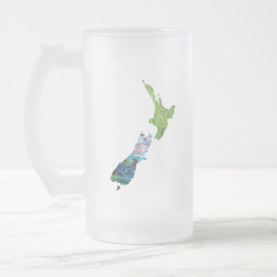 CANECA DE CERVEJA VIDRO JATEADO NOVA ZEALAND FERN KIWI PAUA