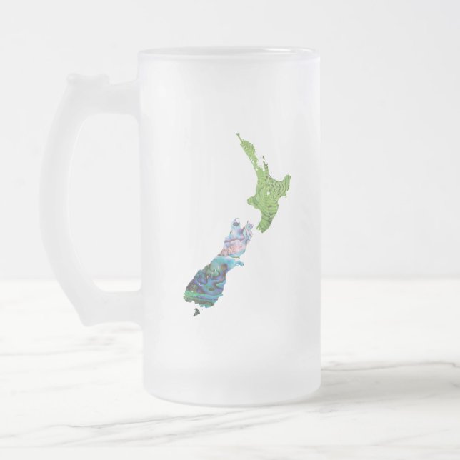 CANECA DE CERVEJA VIDRO JATEADO NOVA ZEALAND FERN KIWI PAUA (Esquerda)