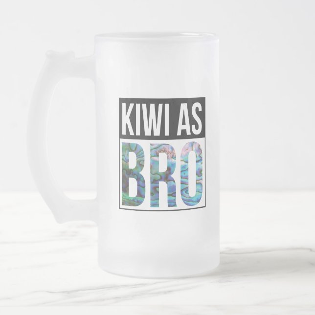 CANECA DE CERVEJA VIDRO JATEADO NOVA ZEALAND KIWI COMO BRO PAUA (Esquerda)