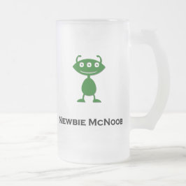 Caneca De Cerveja Vidro Jateado Novato de Olhos Triplos McNoob verde