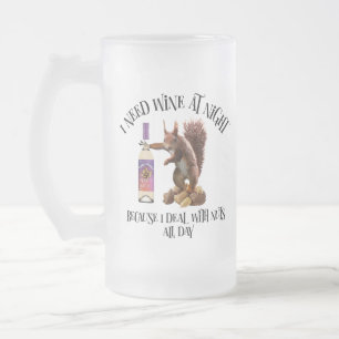 Caneca De Cerveja Vidro Jateado Nozes o Dia Todo - Divertido Beber de Vinho Esquil