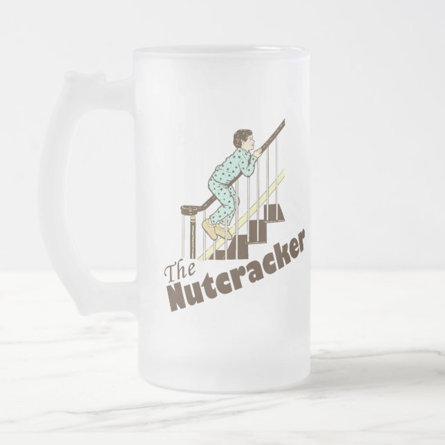 Caneca De Cerveja Vidro Jateado Nutcracker engraçado do Natal (Esquerda)