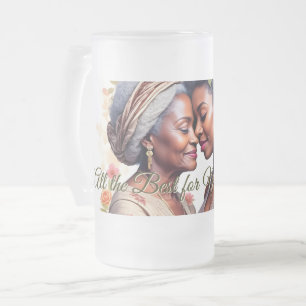 Caneca De Cerveja Vidro Jateado O Abraço de uma Mãe – Um Laço Atemporal em Flor