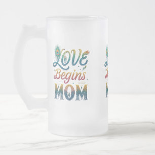 Caneca De Cerveja Vidro Jateado O amor começa com a Fosco da mamãe - 16 oz