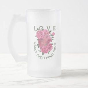 Caneca De Cerveja Vidro Jateado O amor faz tudo crescer