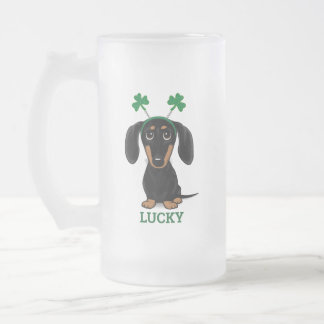 Caneca De Cerveja Vidro Jateado O Cachorro do Dia de São Patrício Engraçado é pers