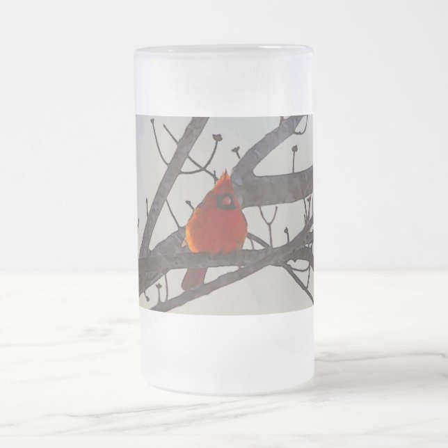 Caneca De Cerveja Vidro Jateado O Cardeal Na Fosco Da Manhã (Centro)